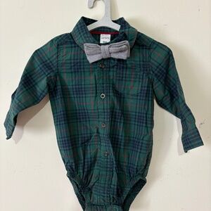 Carter’s Plaid Button Up Shirt with bow tie